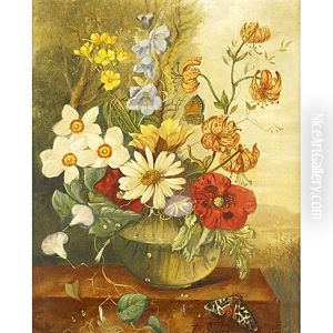 Still Life Of Flowers (+ Another; 2 Works)