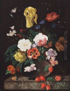 Blumenstilleben Mit Insekten by Franz Xaver Pieler