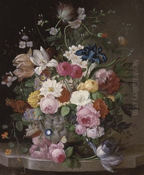 Summer Blooms In A Classical Urn - view 1