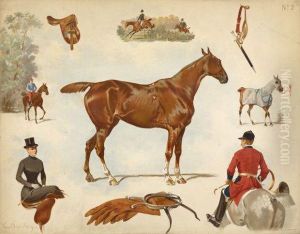 Ensemble De Sept Estampes En Couleurs, Sur Le Theme Du Cheval