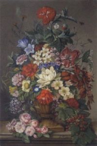 Blumenstuck Mit Rosenbouquet Und Ribiselzweig