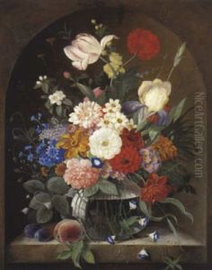 Groser Blumenstraus In Einer Glasvase