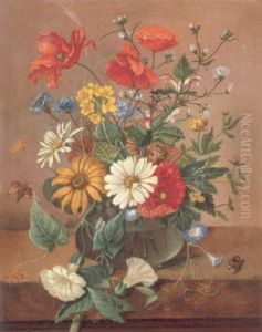 A Still Life Of Flowers In Bowl by Franz Xaver Pieler