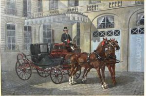 L'attente Dans La Cour De L'hotel Particulier Des Luart by Ernest Alexandre Bodoy