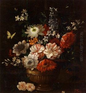 Blumenstilleben In Einer Messingvase