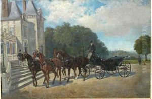 L'arrivee Au Perron Du Chateau De La Pierre.