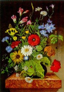 A Vase Of Flowers With A Dragonfly