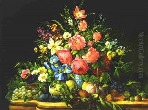 Dekoratives Blumen- Und Obststilleben Dekoratives Blumen- Und Obststilleben