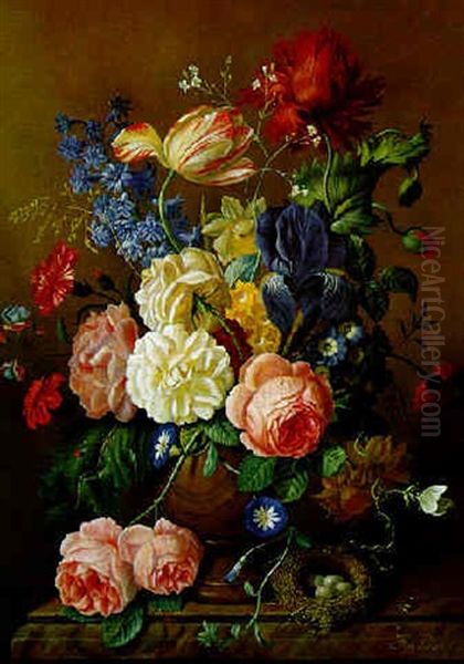 Blumenstuck Mit Vogelnest - view 1