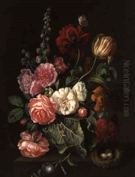 Blumenstraus Von Rosen, Pfingstrose, Tulpe Und Anderen Blumen - view 1