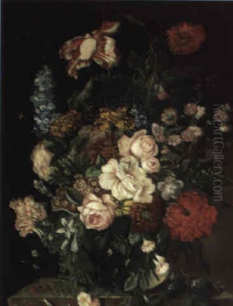 Blumenstilleben Mit Biene Und Schnecke - view 1