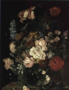 Blumenstilleben Mit Biene Und Schnecke