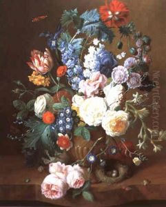 Blumenstuck Mit Vogelnest