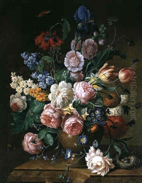 Grosses Blumenstilleben Mit Vogelnest - view 1
