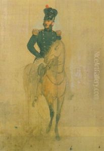 Equestrian Portrait Of An Officer by Nikolaas Pieneman