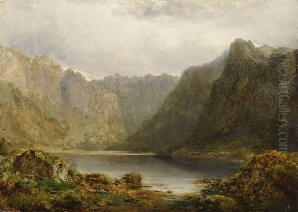 Pieppenhagen_august Bedrich Mountain Landscape With A Lake by August Bedrich Piepenhagen