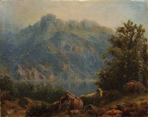Mountain Landscape With A Lake by August Bedrich Piepenhagen