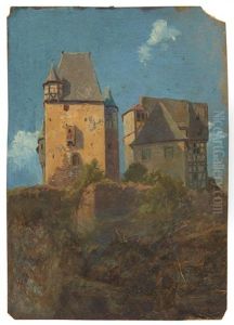 Altes Gehoft Mit Wehrturm by August Bedrich Piepenhagen
