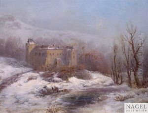 Schloss In Winterlicher Landschaft