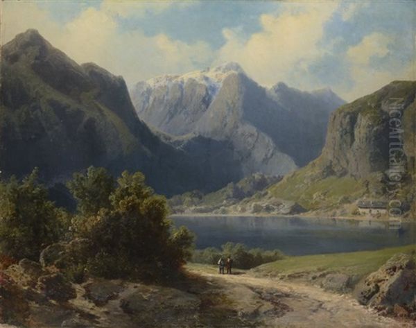 An Alpen Lake Between Mountains - view 1