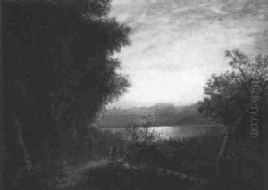 Wanderer Im Mondschein by August Bedrich Piepenhagen