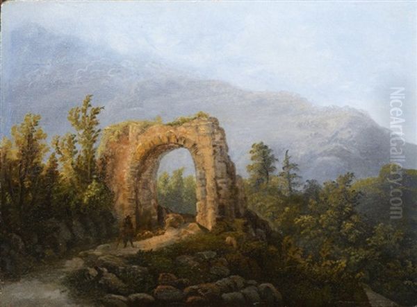 Mountain Landscape With A Ruin - view 1