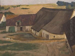 Farm In Field Landscape by Karl Johann Nikolaus Piepho