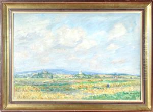 Blick Uber Feldlandschaft Auf Zwei Auf Hugeln Gelegenen Dorfern by Karl Johann Nikolaus Piepho
