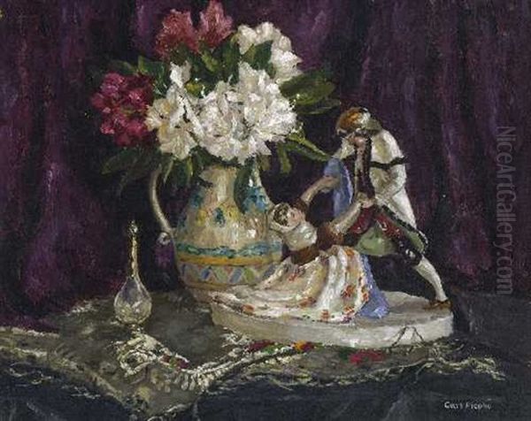 Porzellanfigur Und Rhododendron - view 1