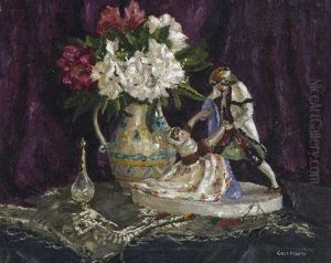 Porzellanfigur Und Rhododendron by Karl Johann Nikolaus Piepho