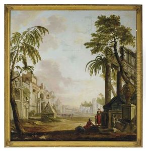 Resting Traveler Amongst Classical Architectural Ruins (+ Another; 2 Works)