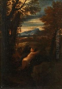 Pan And Syrinx, In A Landscape by Francesco Pieraccini