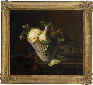 Still Life With Vegetable-basket And Fish1842 by Frants Diderik Boe