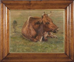 Resting Cow (+ Resting Cow, Lrgr; 2 Works) by Charles Franklin Pierce