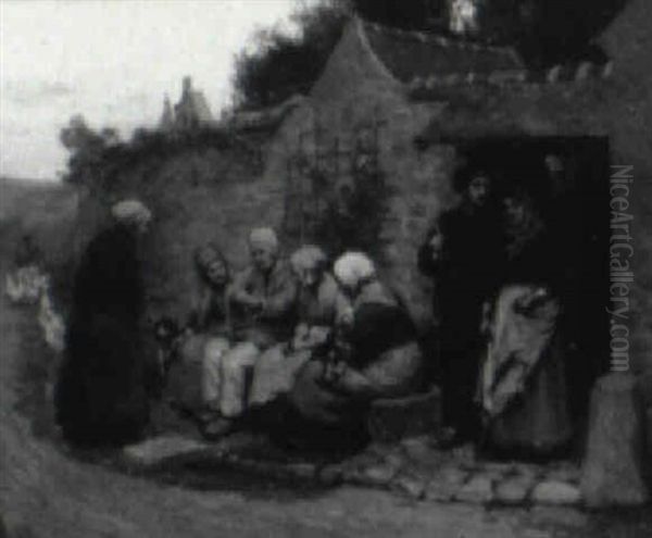 Figures By A Village Road - view 1