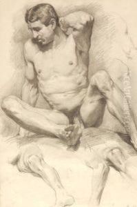 Fritz-friedrich Boehle . Male Nude With Mustache by Fritz Boehle