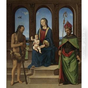 The Madonna And Child Enthroned With Saints Onophrius And Augustine