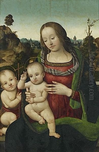 Vierge A L'enfant Avec Saint Jean Baptiste Dans Un Paysage - view 1