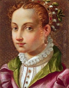 Bildnis Einer Jungen Dame Mit Goldenem Juwelenbesetzten Haarreif