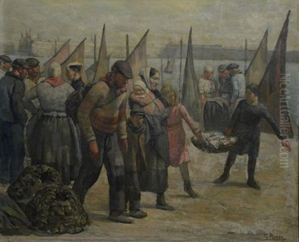 Painting Of Peasant Family On Beach - view 1
