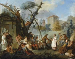 Paysage Avec Personnages Jouant De La Musique Et Dansant