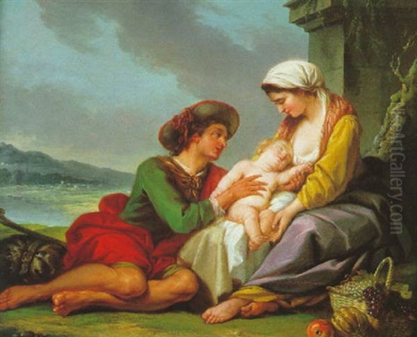 La Jeune Famille Se Reposant Dans La Campagne Romaine - view 1