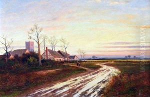 Country Landscape At Sunset by John Henry Boel