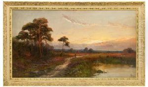 Sunset Over A Landscape With Figure On A Path