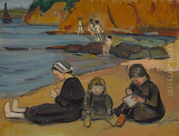 Spielende Madchen Am Strand - view 1