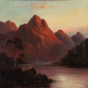 Sunset At Mountain Lake by John Henry Boel