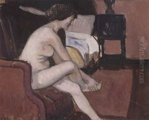 Madchenakt Auf Sofa by Fernand Piet