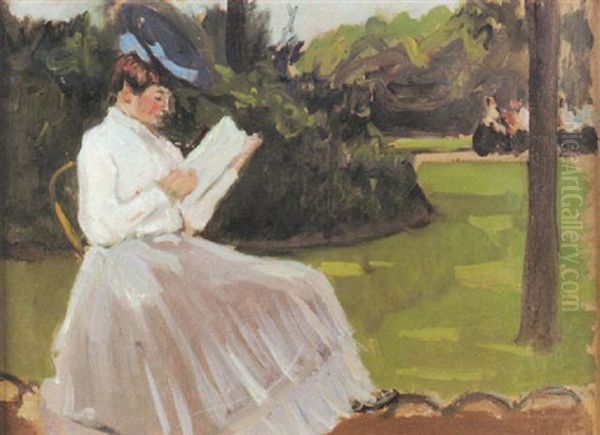 Lesende Frau Im Park - view 1
