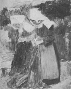 Zwei Stehende Bretonische Bauerinnen by Fernand Piet