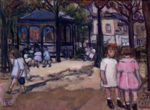 Les Fillettes Au Jardin Public by Fernand Piet